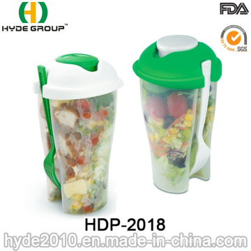 Salade sans BPA pour servir la tasse avec fourchette (HDP-2018)